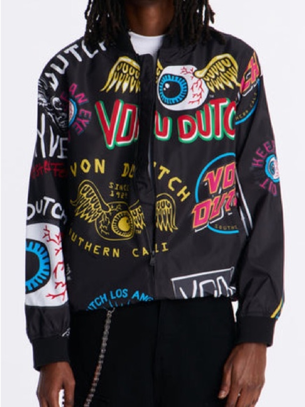 Von Dutch - All Over Icon Print Puffer Bomber Jacket - Men’s Large